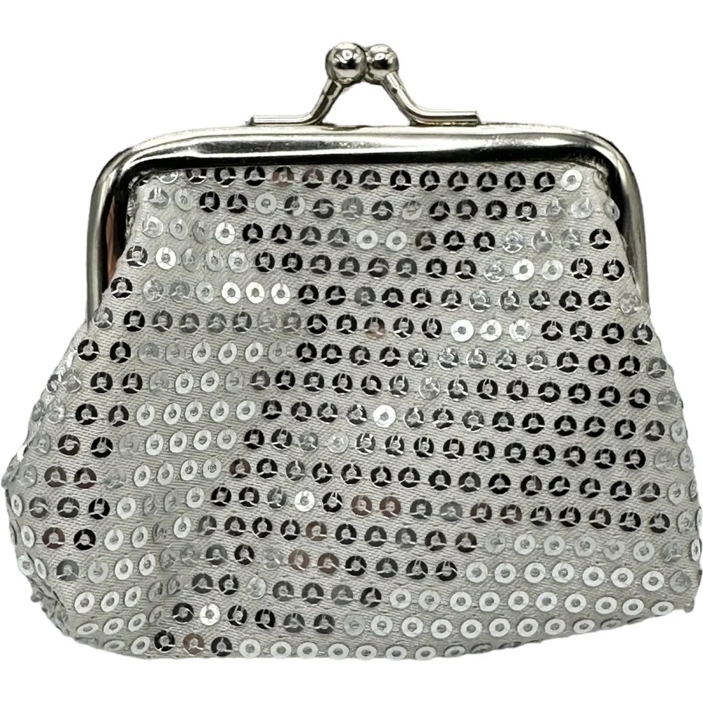 Silver Sequin Coin Micro Purse Silver Cross Purple Sparkling 18m Ginger Snap NWT - Picture 11 of 12